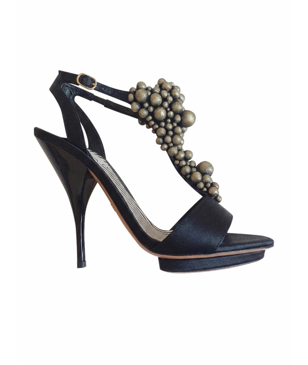 MOSCHINO Черные кожаные босоножки, фото 1