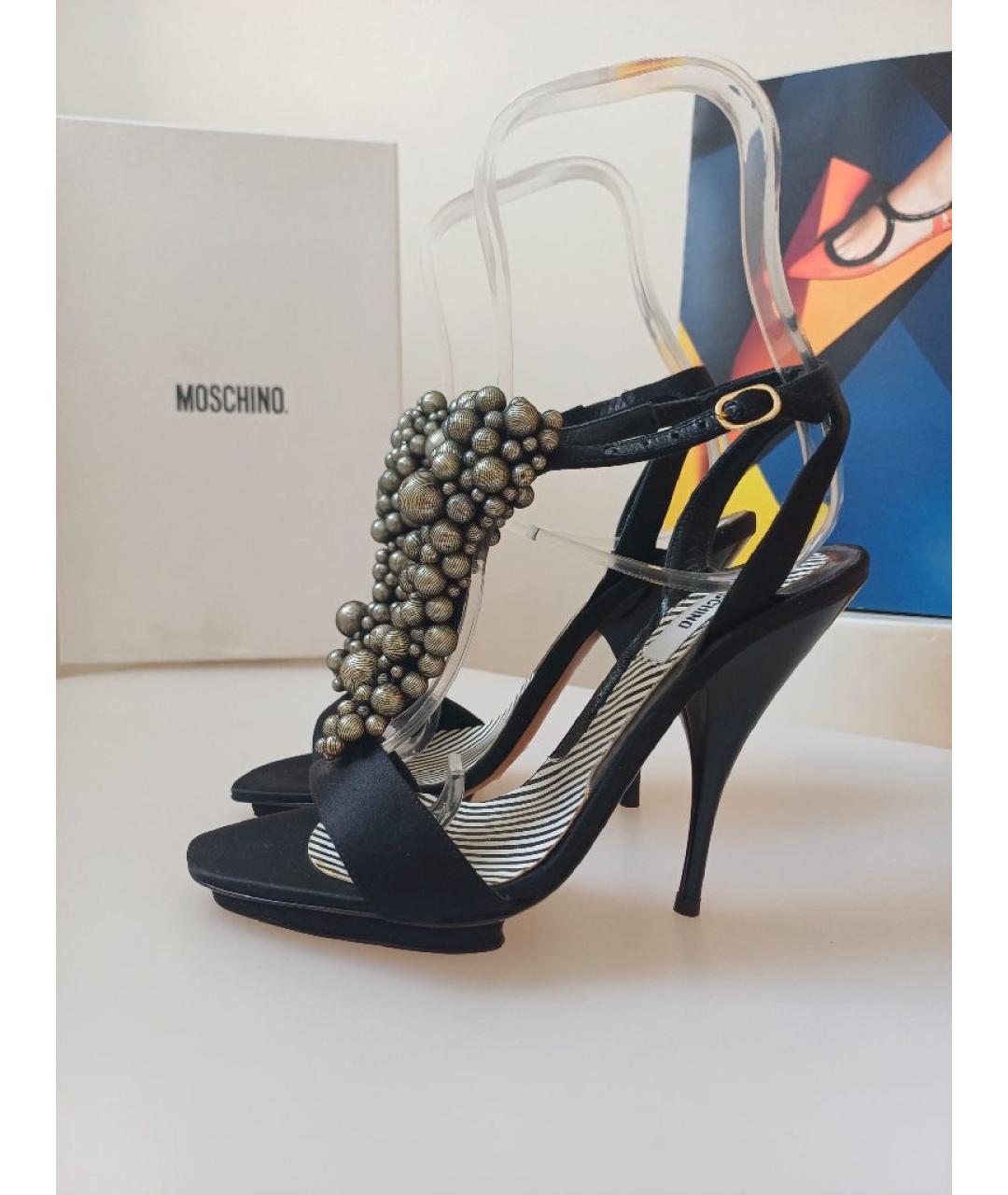 MOSCHINO Черные кожаные босоножки, фото 2