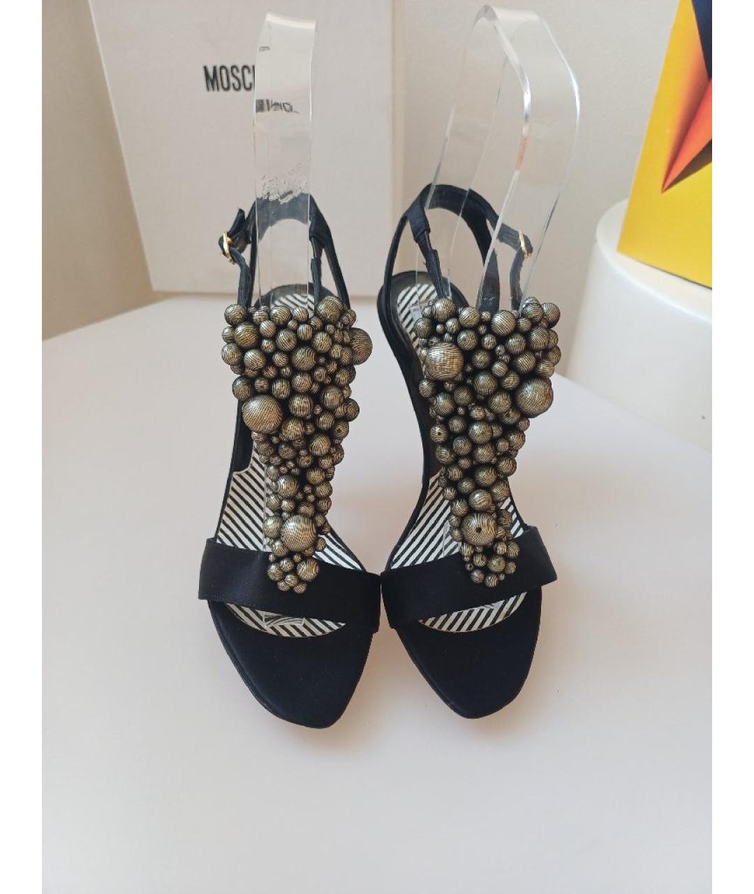 MOSCHINO Черные кожаные босоножки, фото 6