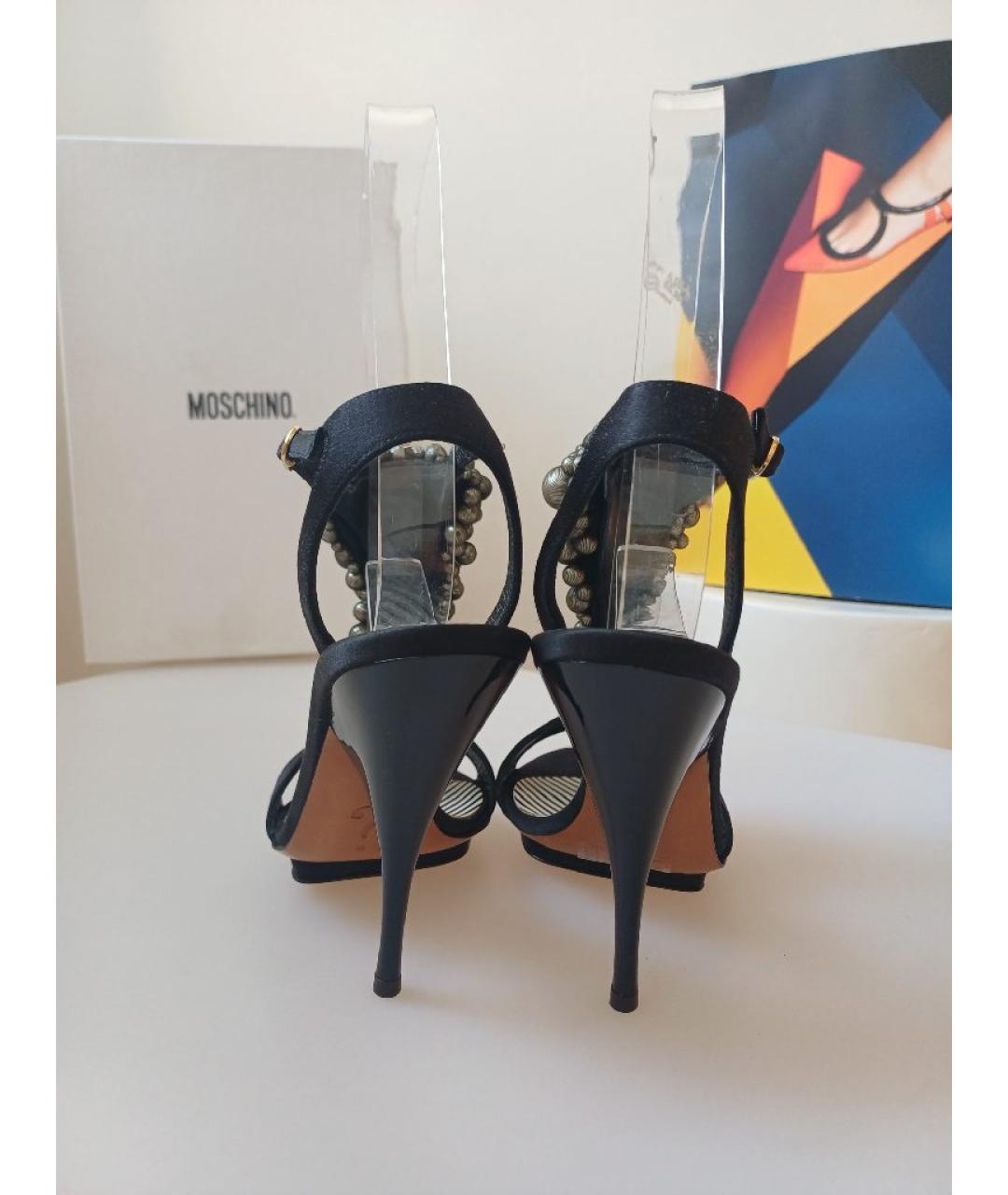 MOSCHINO Черные кожаные босоножки, фото 7