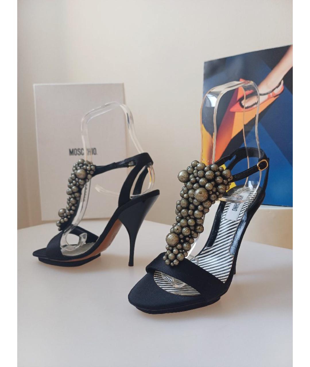 MOSCHINO Черные кожаные босоножки, фото 3