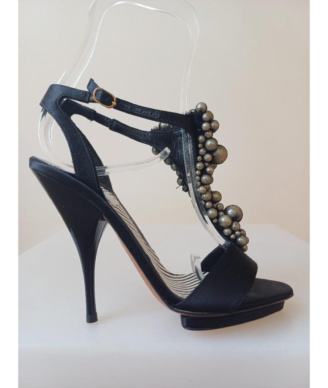 MOSCHINO Черные кожаные босоножки, фото 9