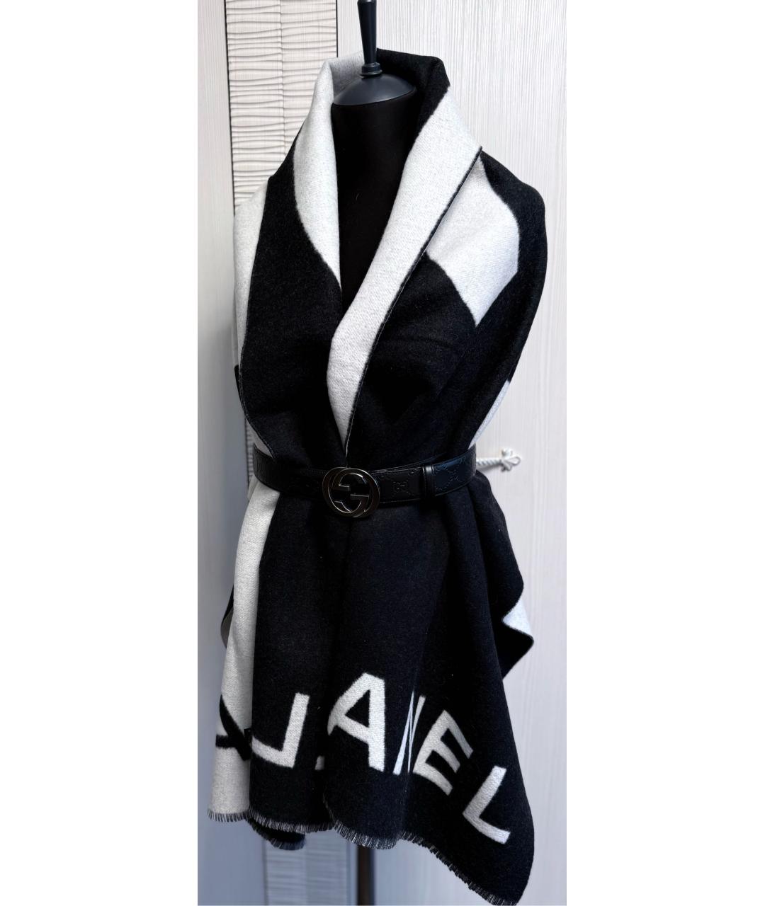 CHANEL Черный кашемировый шарф, фото 6