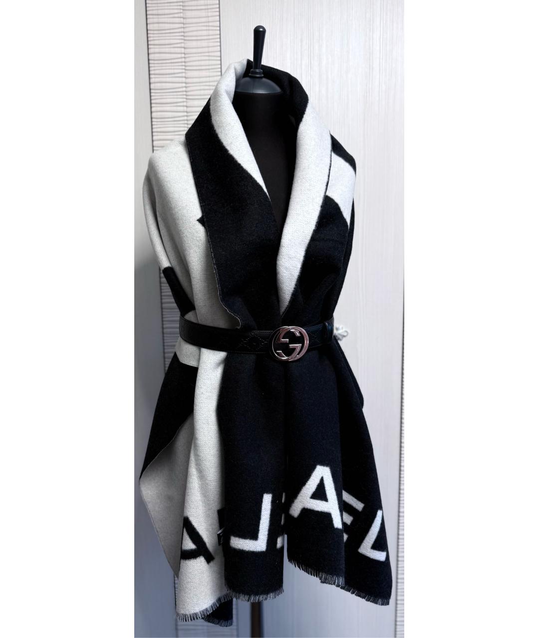 CHANEL Черный кашемировый шарф, фото 2