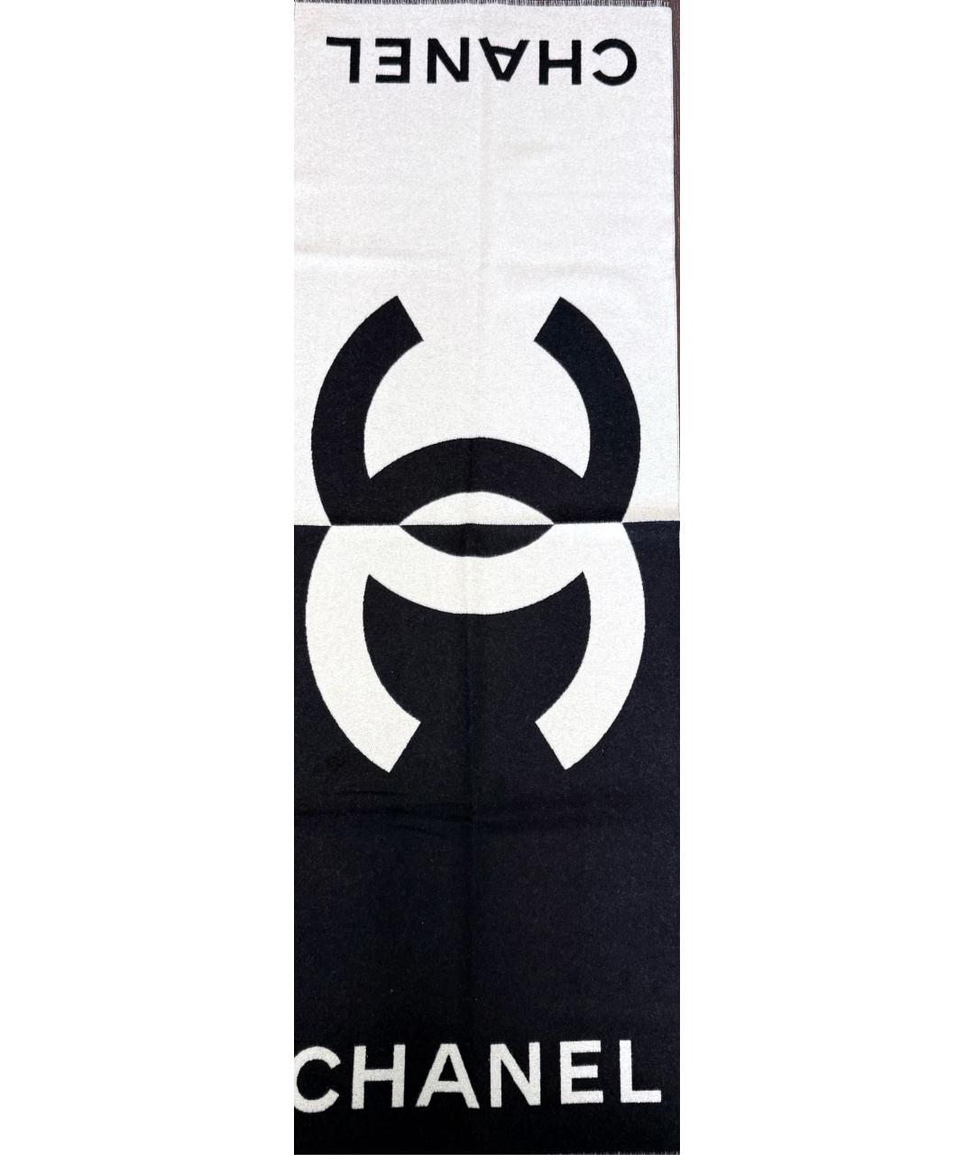 CHANEL Черный кашемировый шарф, фото 9