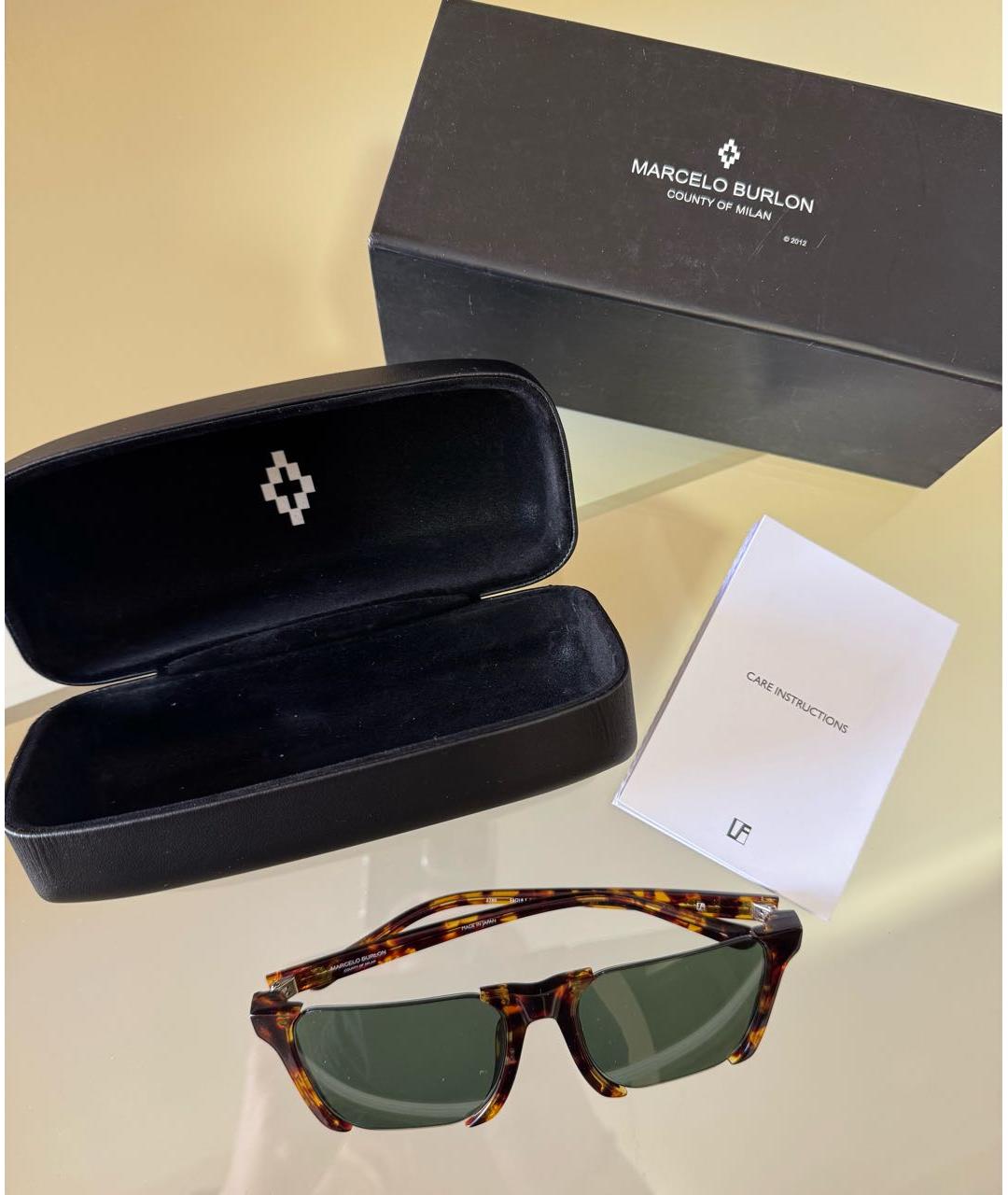 MARCELO BURLON Коричневые пластиковые солнцезащитные очки, фото 3