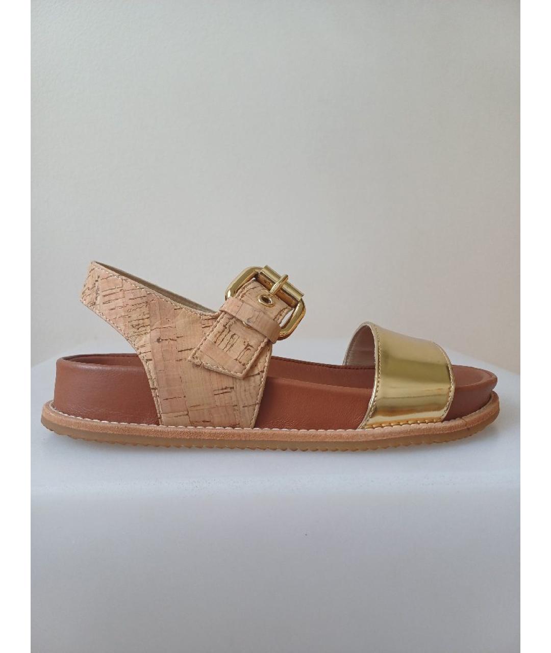 POLLINI Золотые кожаные босоножки, фото 10