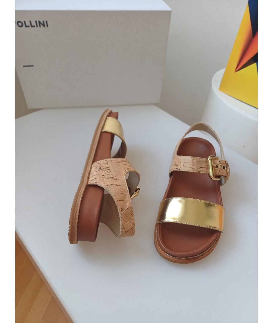 POLLINI Золотые кожаные босоножки, фото 7