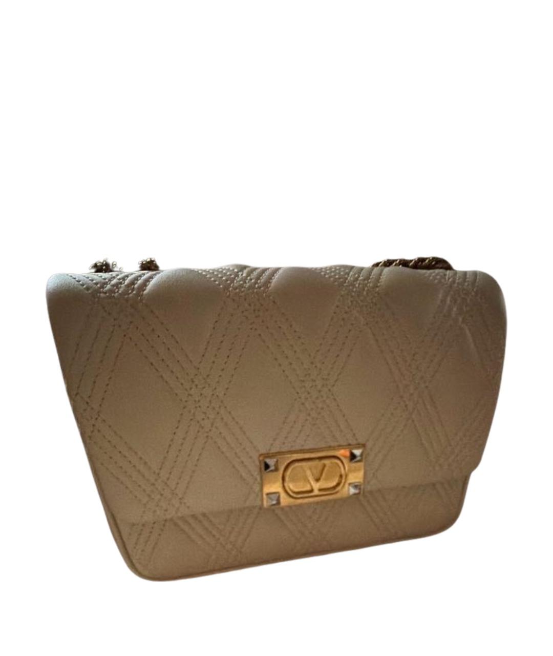 VALENTINO Бежевая кожаная сумка с короткими ручками, фото 1