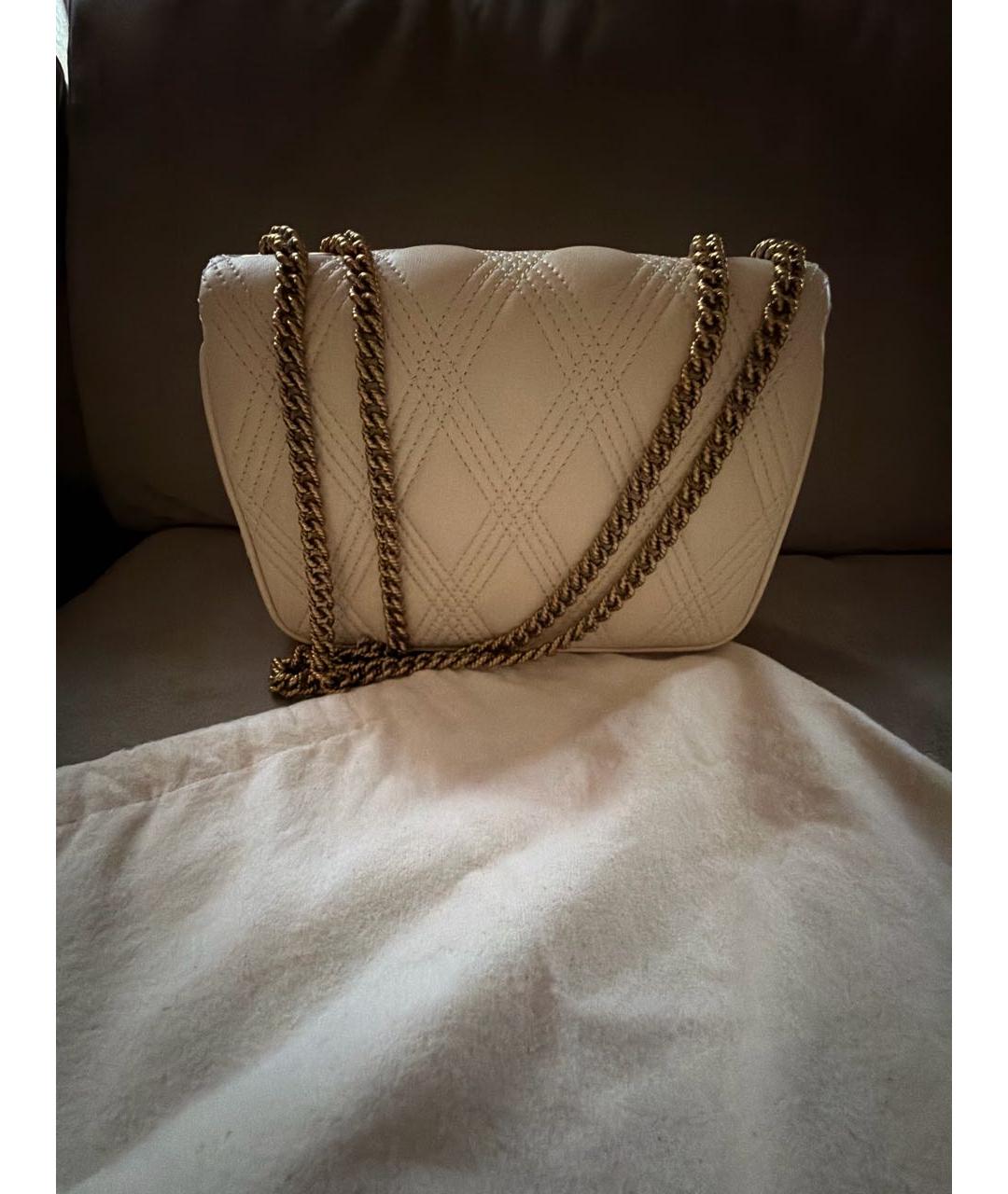 VALENTINO Бежевая кожаная сумка с короткими ручками, фото 3