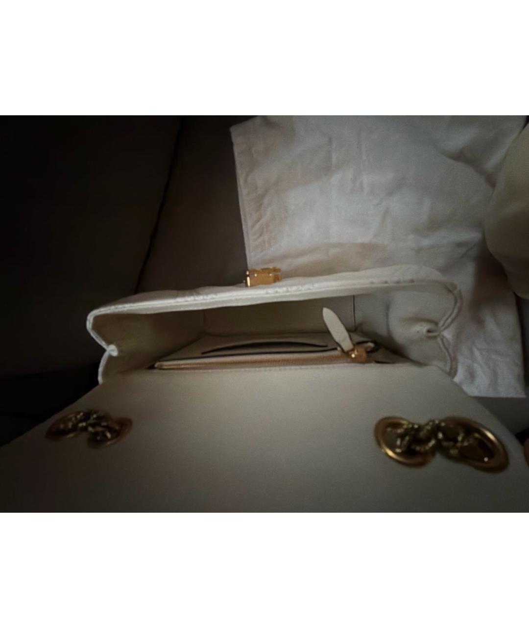 VALENTINO Бежевая кожаная сумка с короткими ручками, фото 4