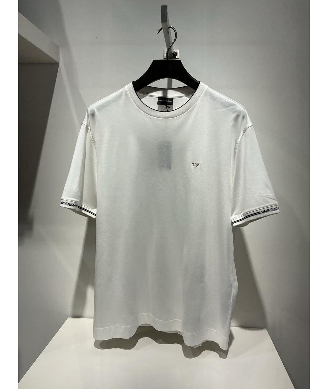 EMPORIO ARMANI Белая хлопковая футболка, фото 4