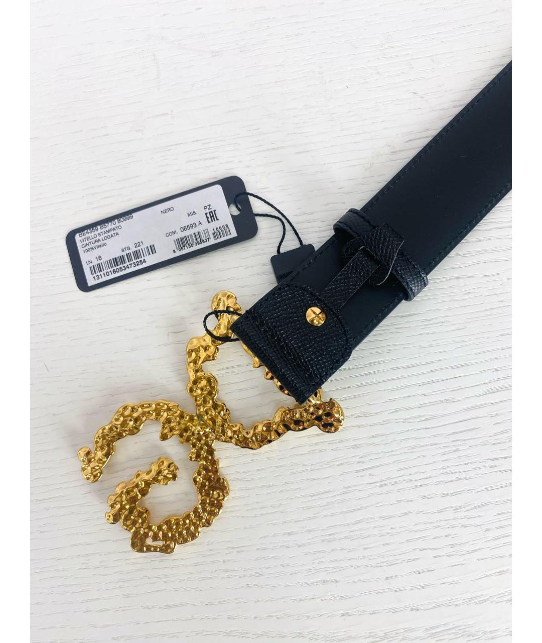 DOLCE&GABBANA Черный кожаный ремень, фото 4