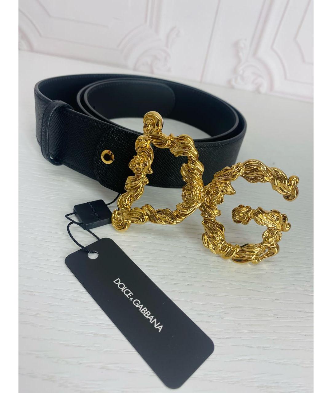DOLCE&GABBANA Черный кожаный ремень, фото 2