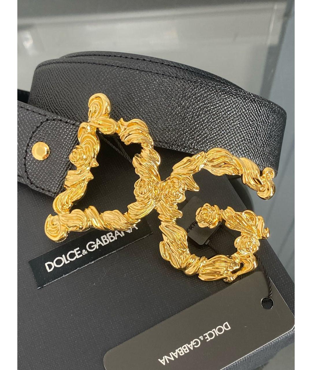 DOLCE&GABBANA Черный кожаный ремень, фото 7