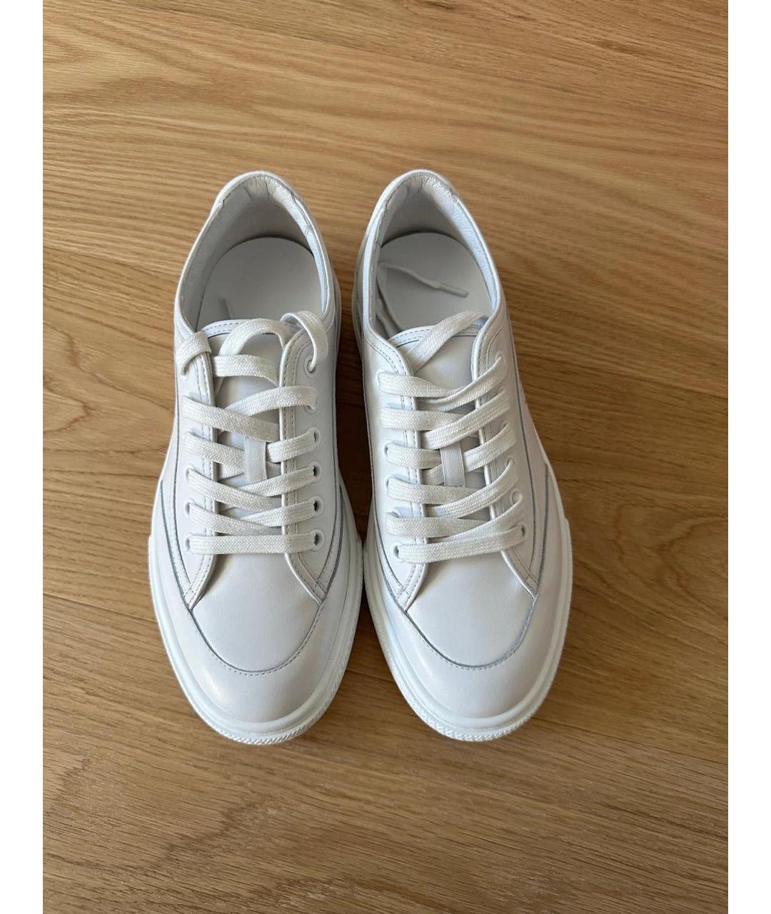 HERMES Белые кожаные кеды, фото 8