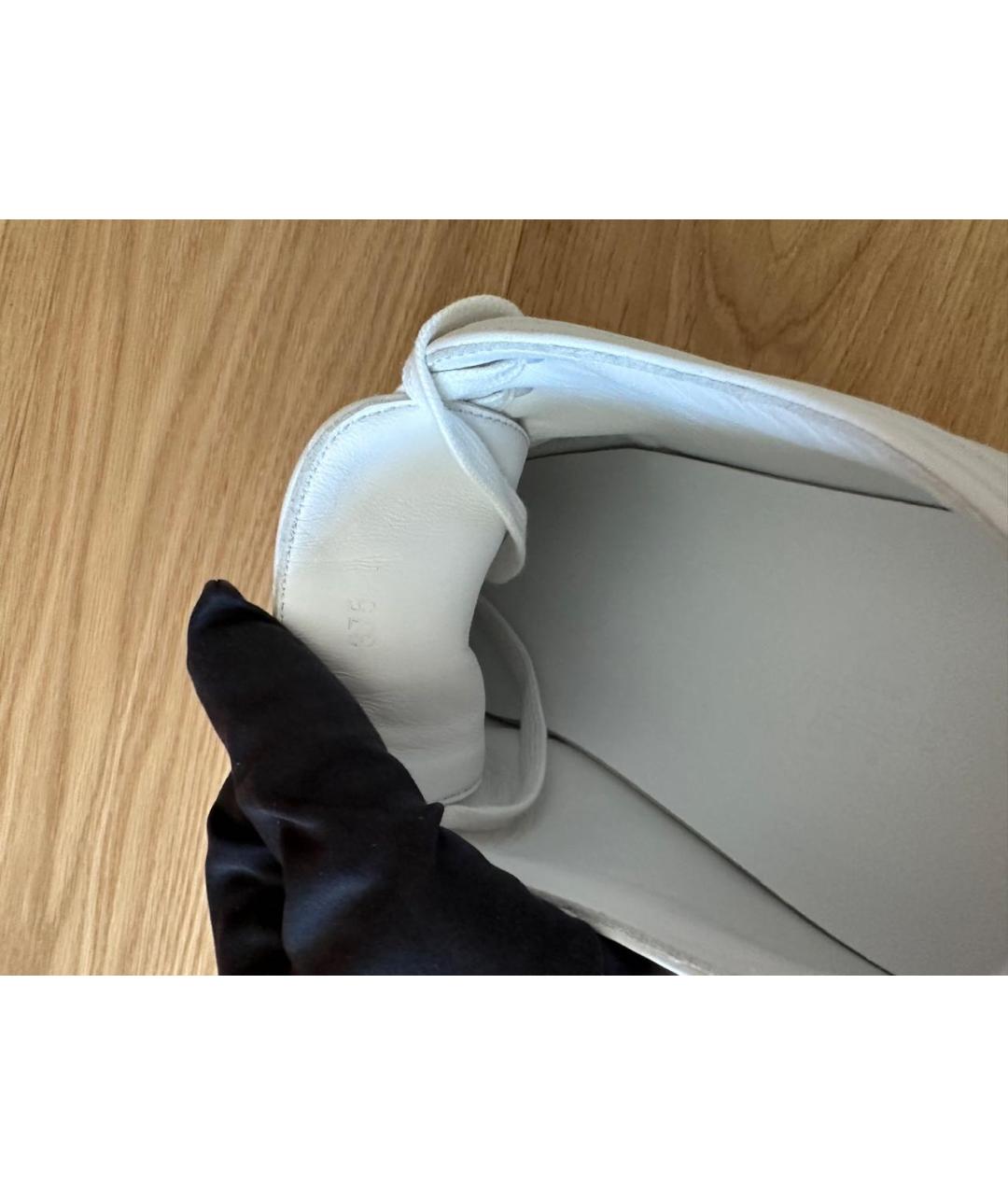 HERMES Белые кожаные кеды, фото 5