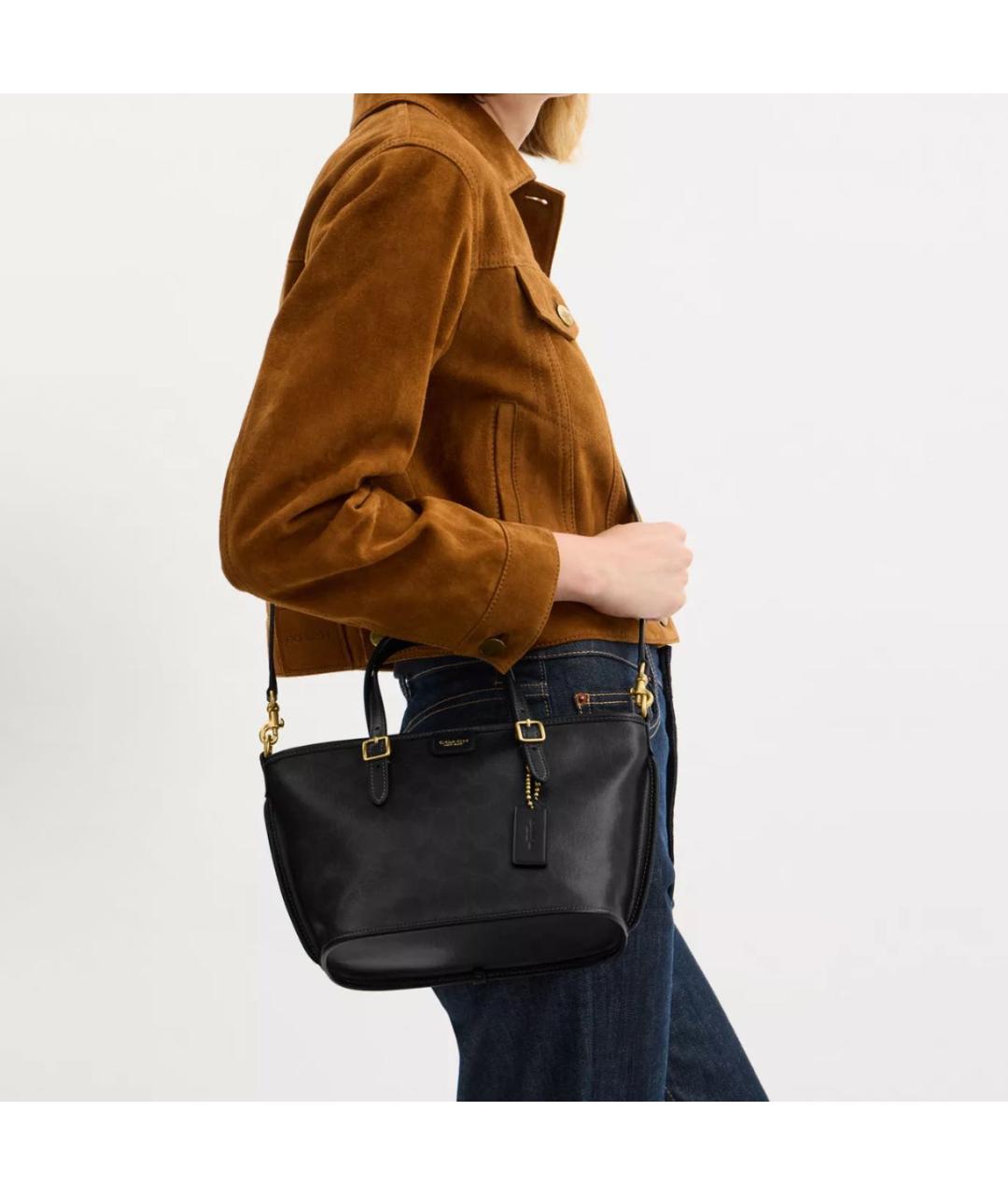 COACH Черная сумка тоут, фото 4