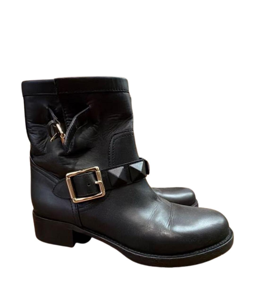 VALENTINO Черные кожаные полусапоги, фото 1