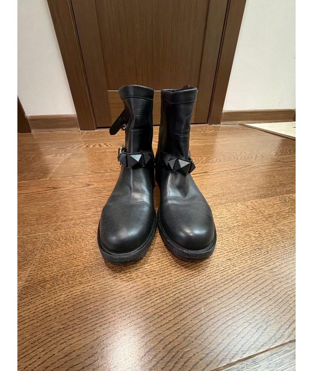 VALENTINO Черные кожаные полусапоги, фото 2