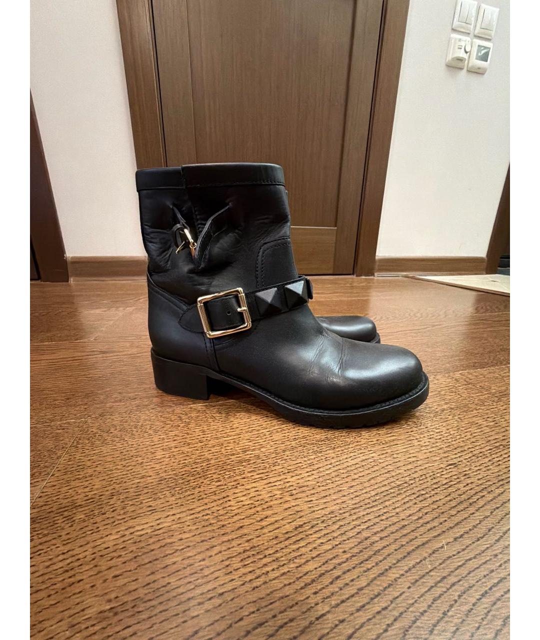 VALENTINO Черные кожаные полусапоги, фото 6
