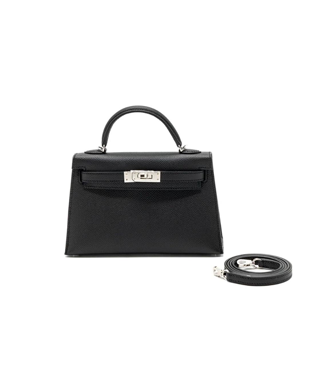 HERMES Черная кожаная сумка с короткими ручками, фото 3