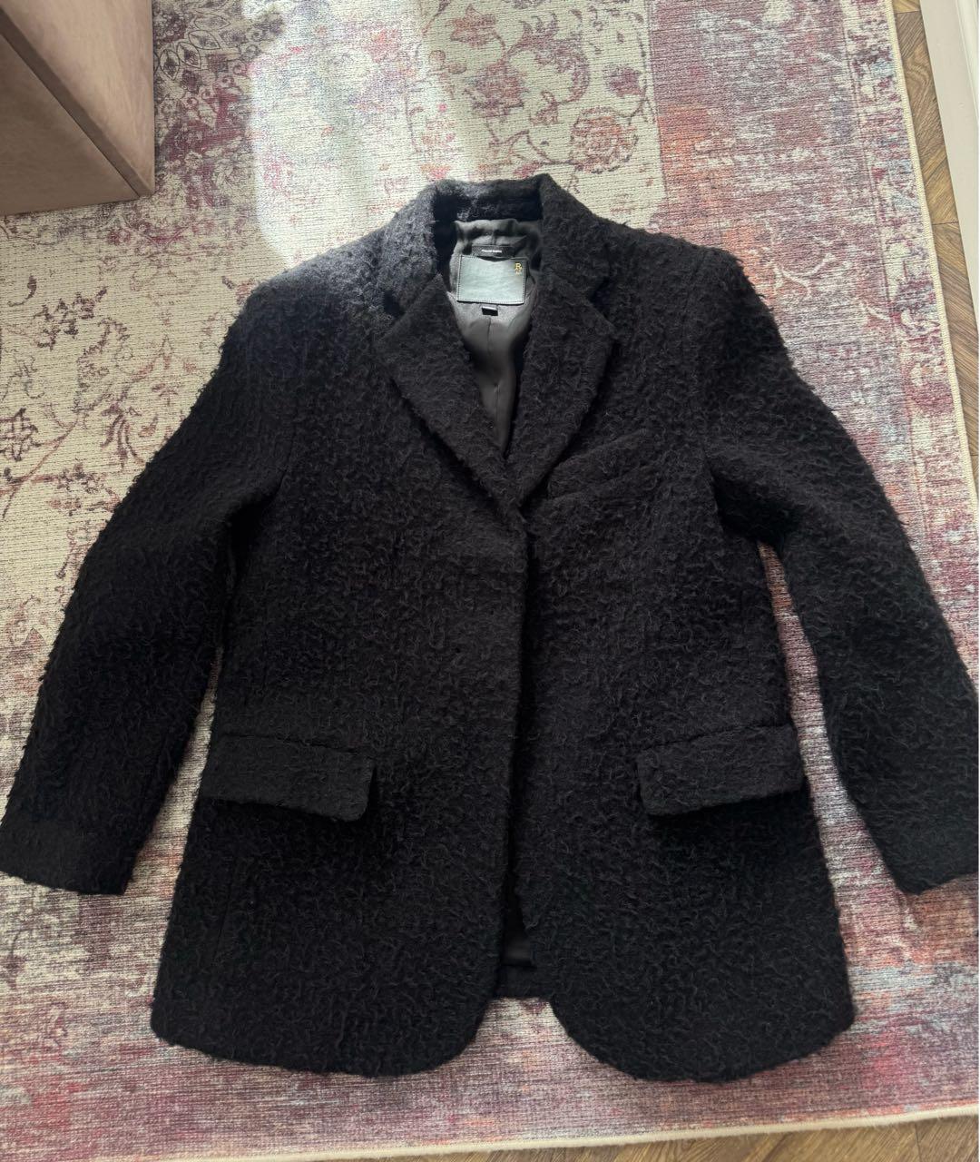 R13 Темно-синее шерстяное пальто, фото 8