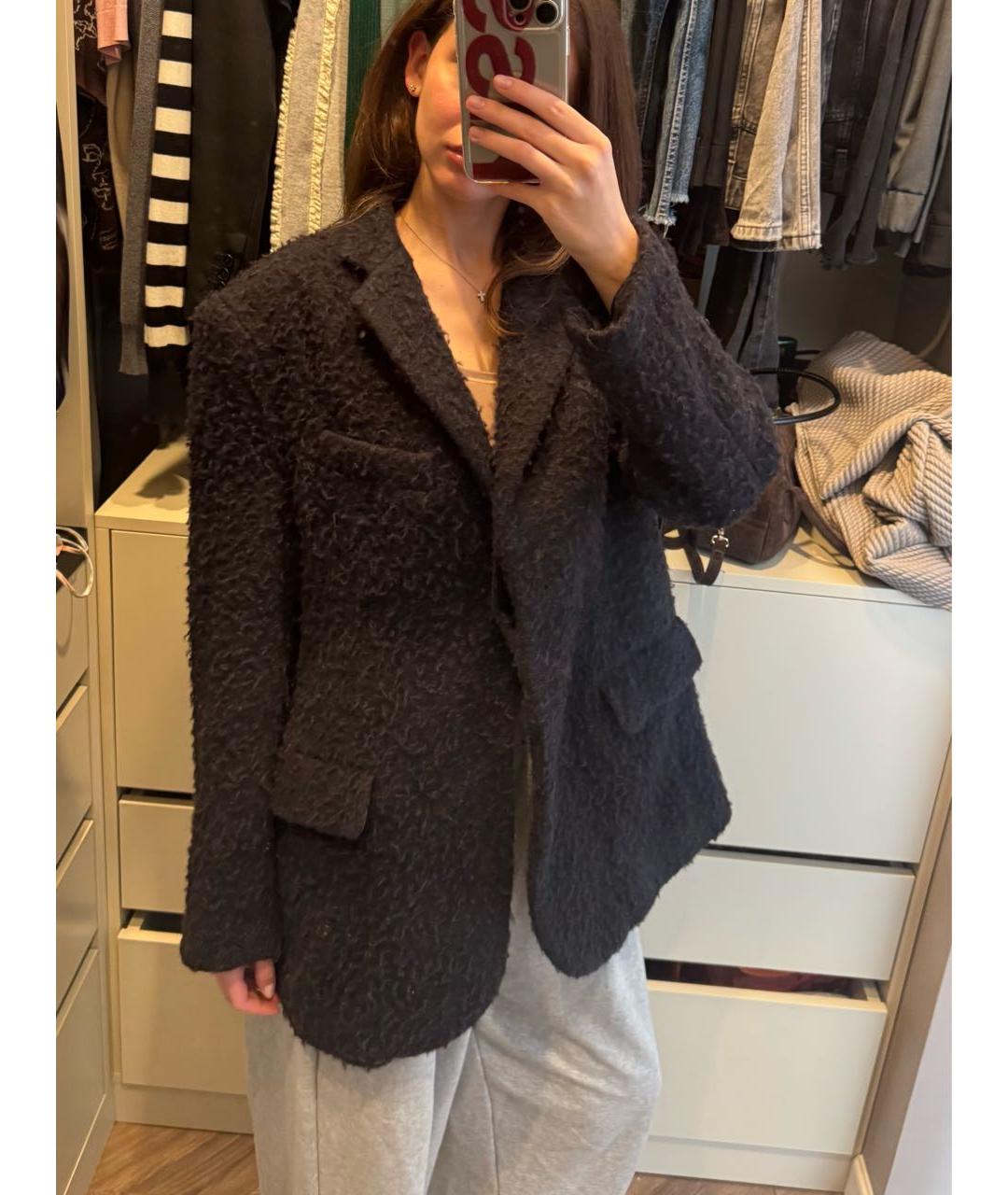 R13 Темно-синее шерстяное пальто, фото 6