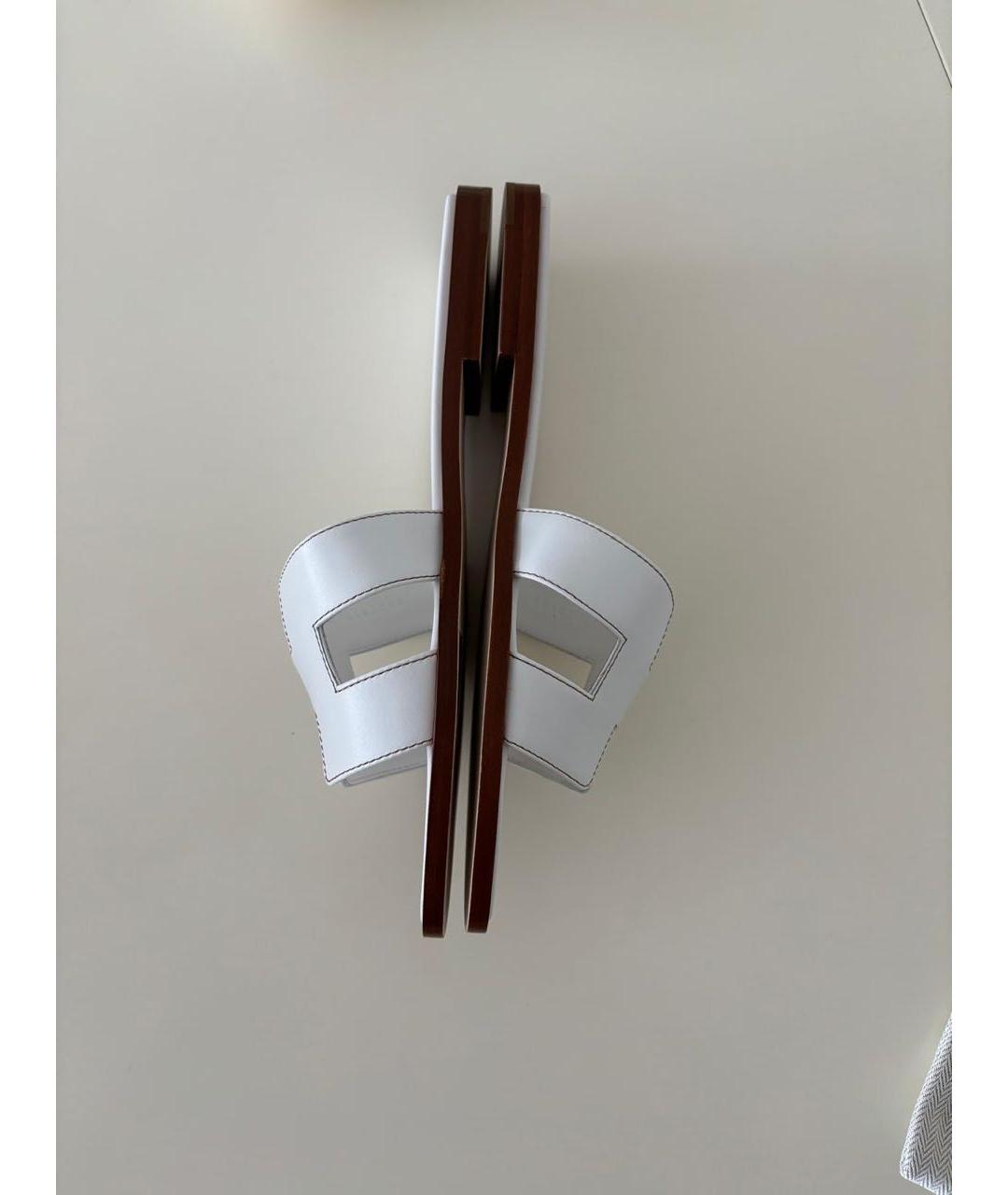 HERMES Белые кожаные сандалии, фото 8