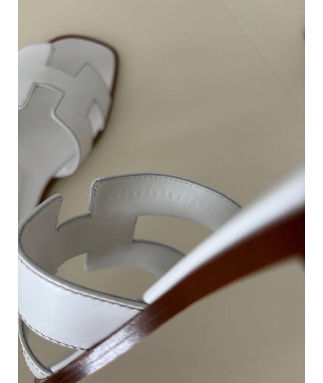 HERMES Белые кожаные сандалии, фото 5