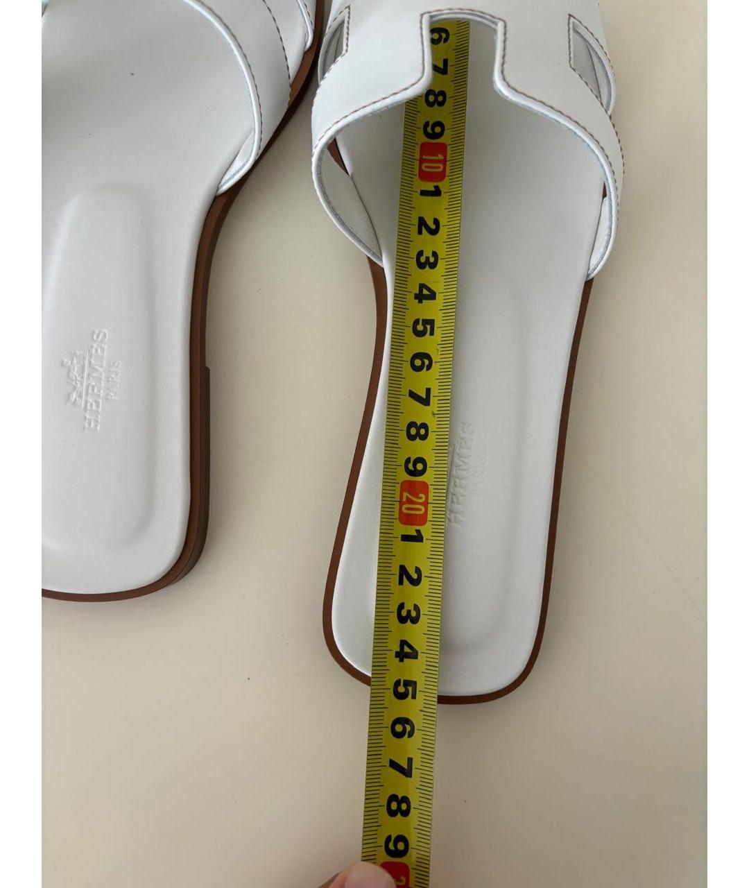 HERMES Белые кожаные сандалии, фото 6