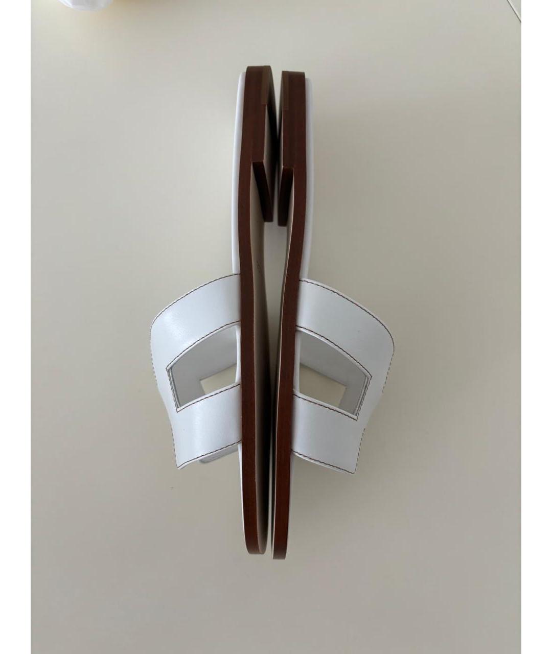 HERMES Белые кожаные сандалии, фото 3