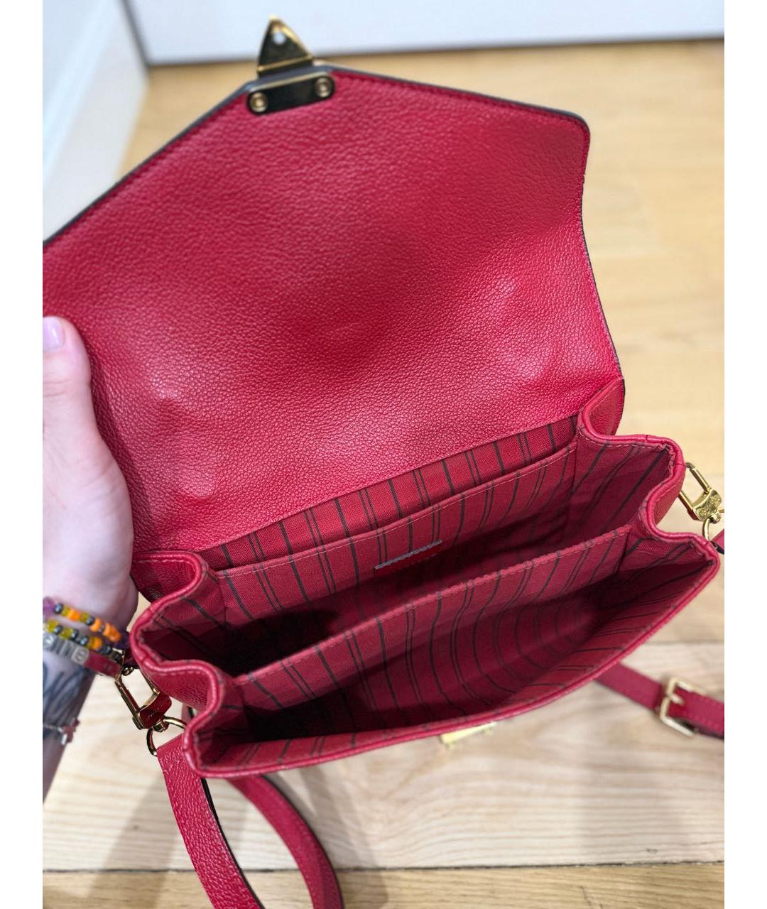 LOUIS VUITTON Красная кожаная сумка с короткими ручками, фото 5