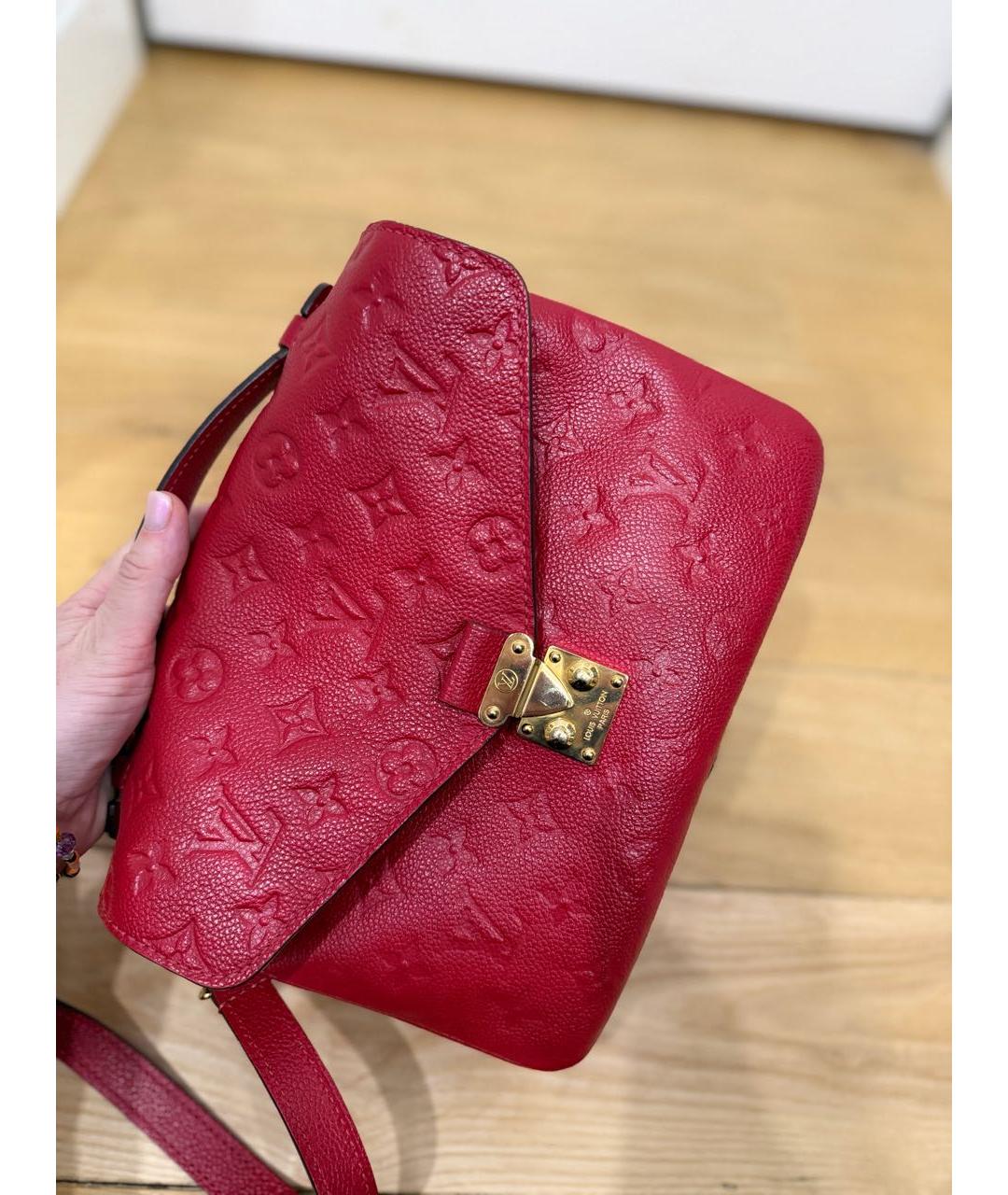 LOUIS VUITTON Красная кожаная сумка с короткими ручками, фото 3