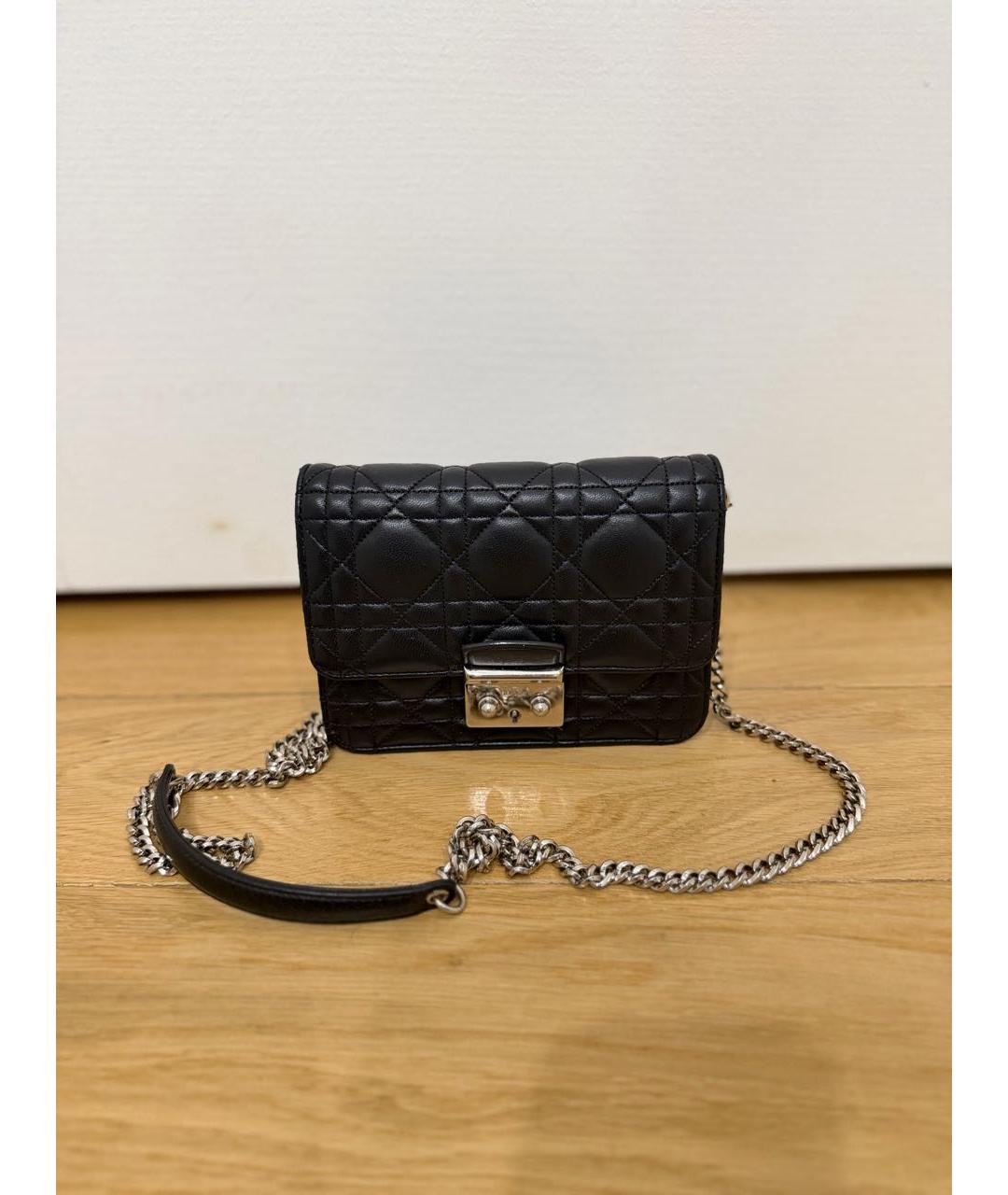 CHRISTIAN DIOR Черная кожаная сумка через плечо, фото 7