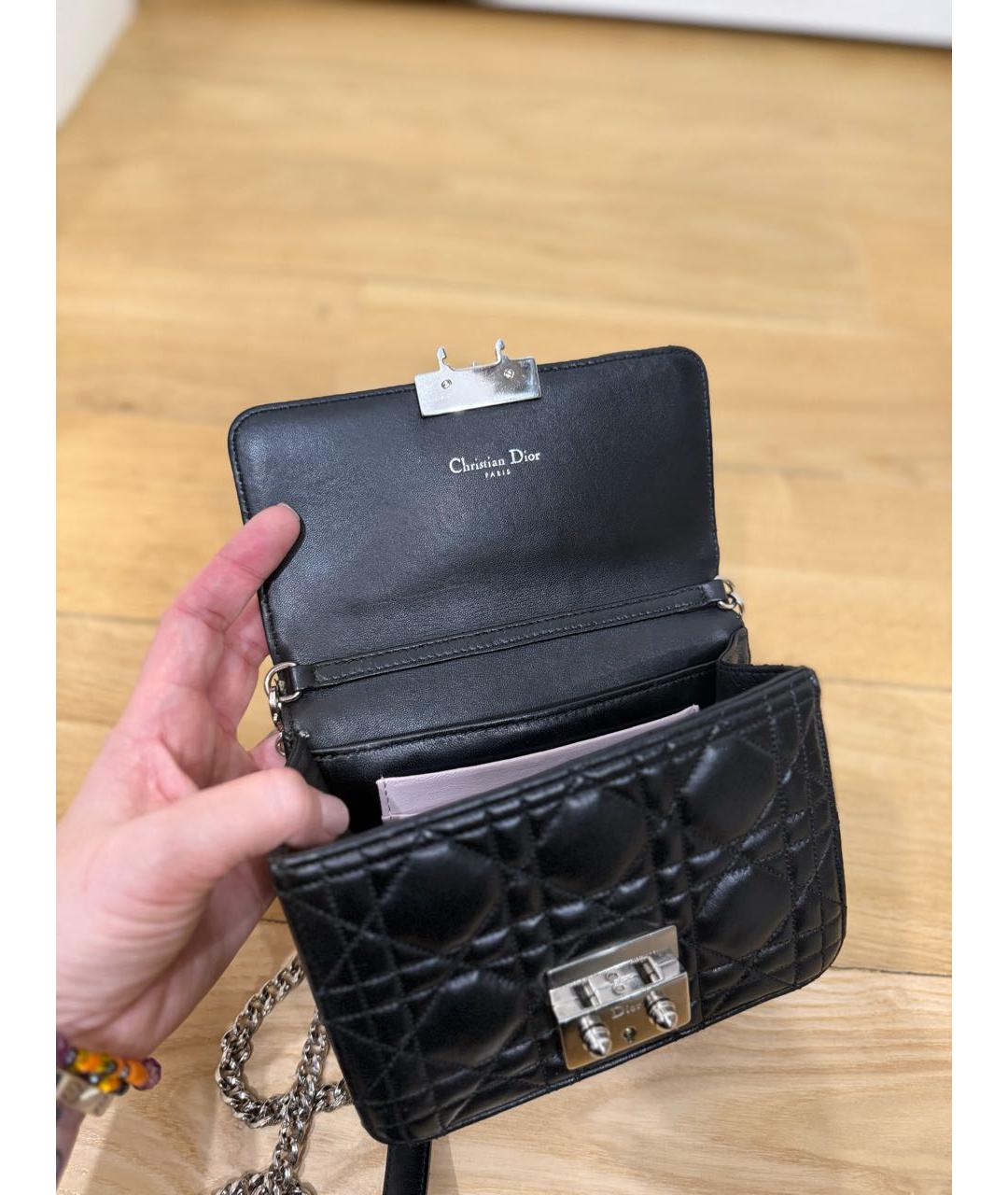 CHRISTIAN DIOR Черная кожаная сумка через плечо, фото 3