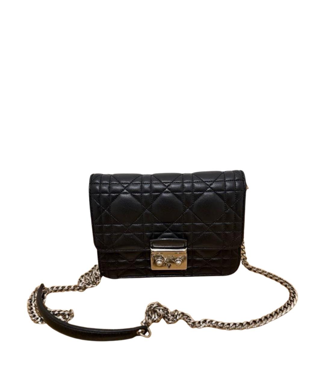 CHRISTIAN DIOR Черная кожаная сумка через плечо, фото 1