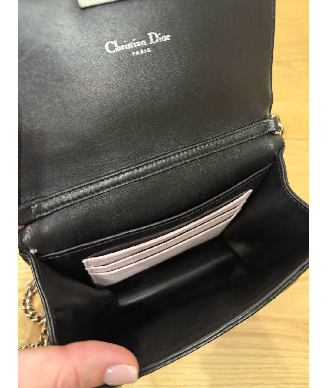 CHRISTIAN DIOR Черная кожаная сумка через плечо, фото 4
