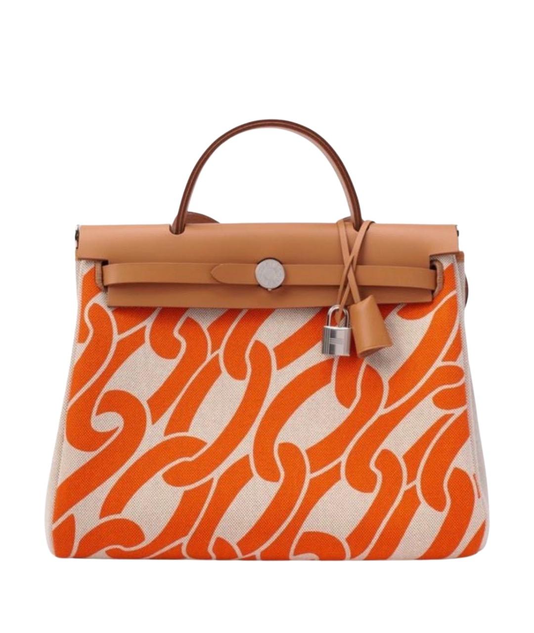 HERMES Оранжевая тканевая сумка через плечо, фото 1