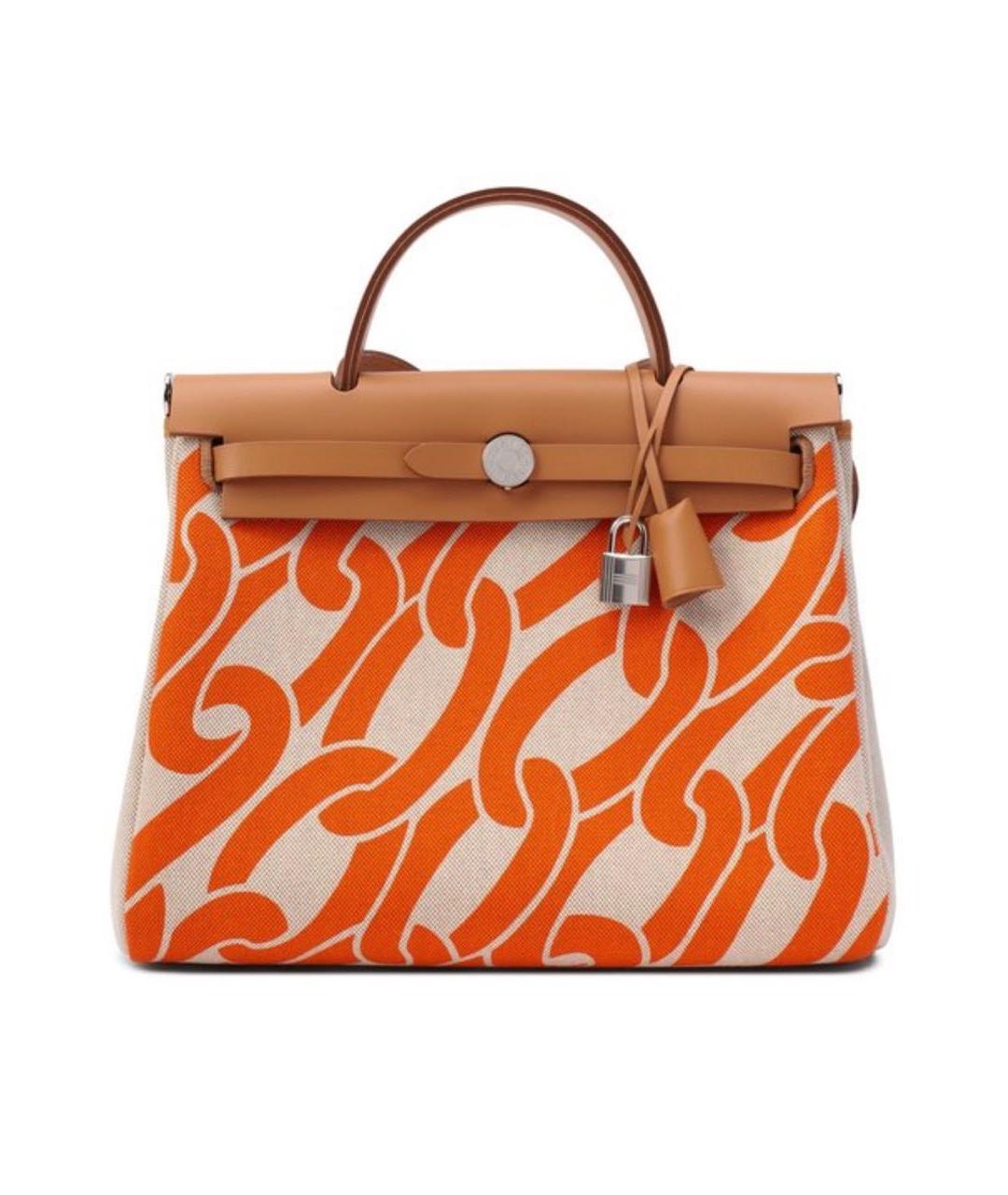 HERMES Оранжевая тканевая сумка через плечо, фото 3