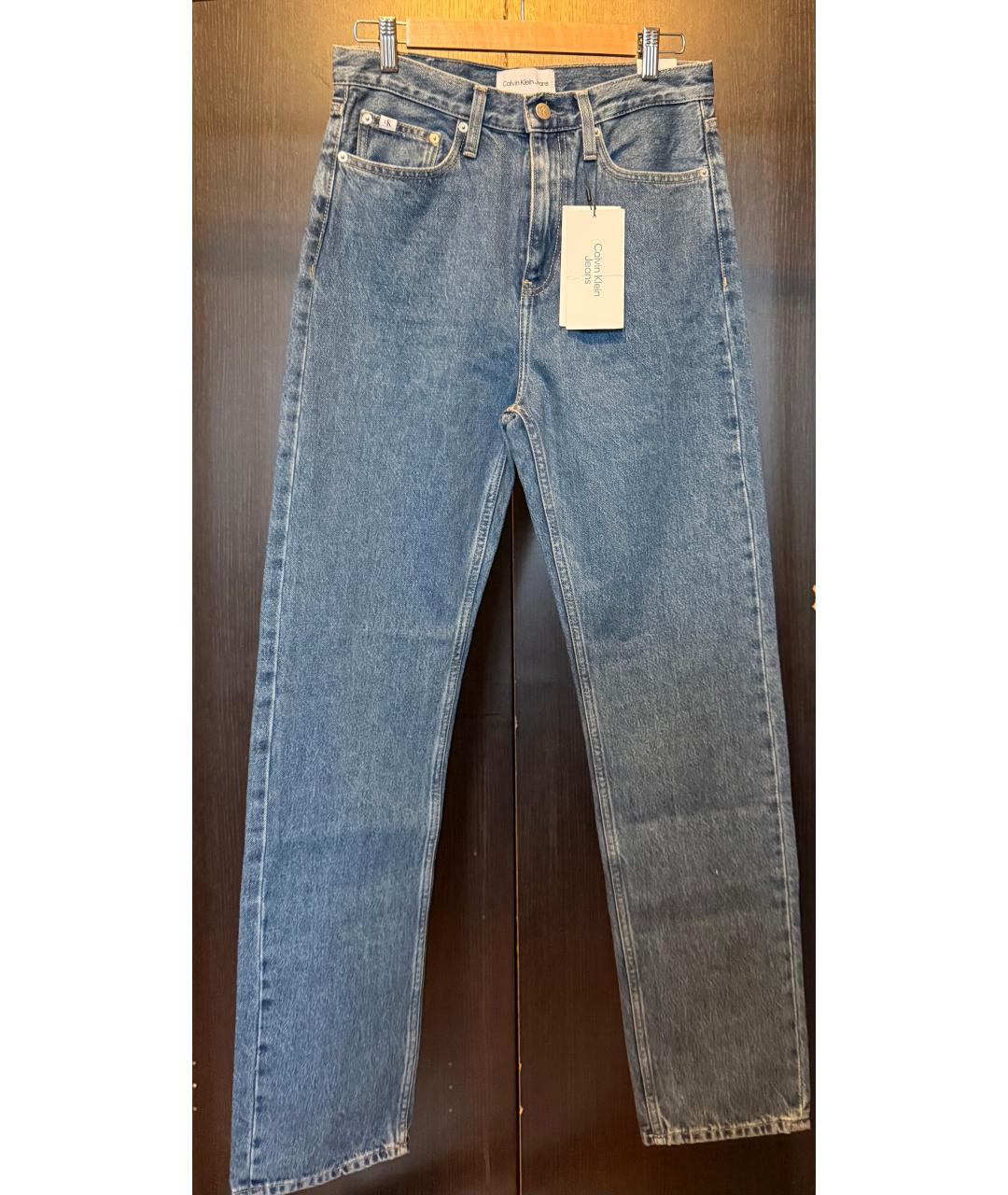 CALVIN KLEIN Синие хлопковые прямые джинсы, фото 2