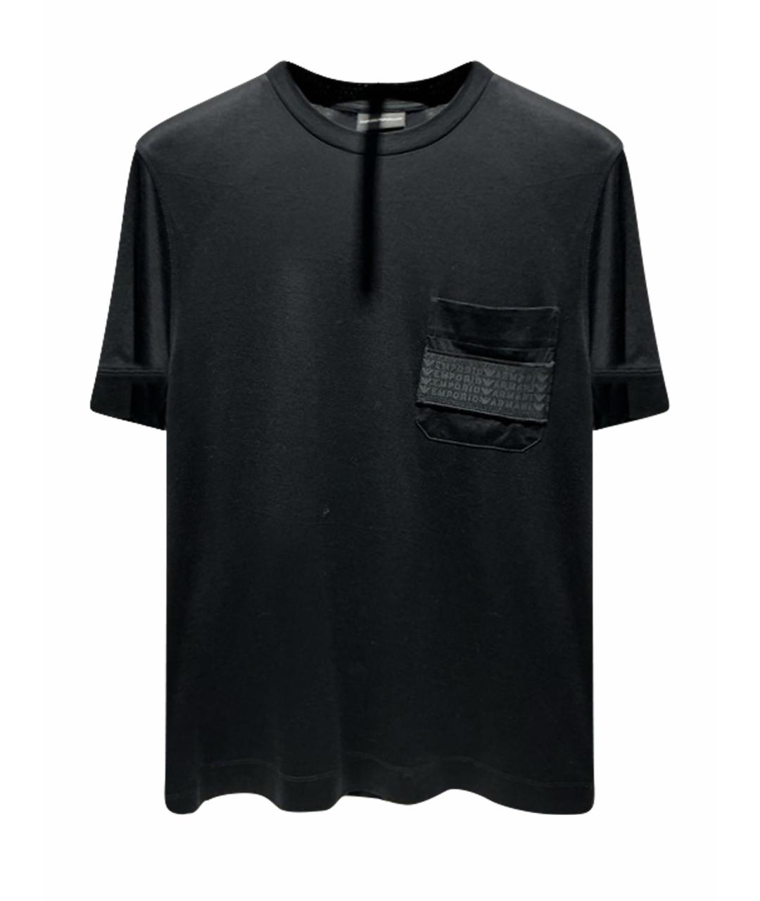 EMPORIO ARMANI Черная хлопковая футболка, фото 1