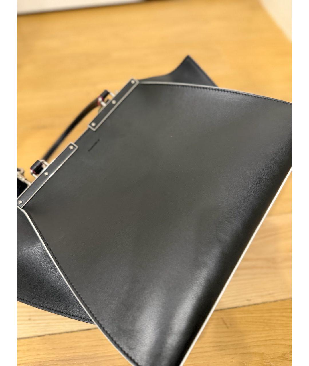 FENDI Темно-синяя кожаная сумка тоут, фото 3