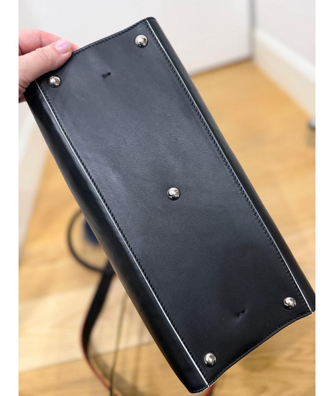 FENDI Темно-синяя кожаная сумка тоут, фото 5