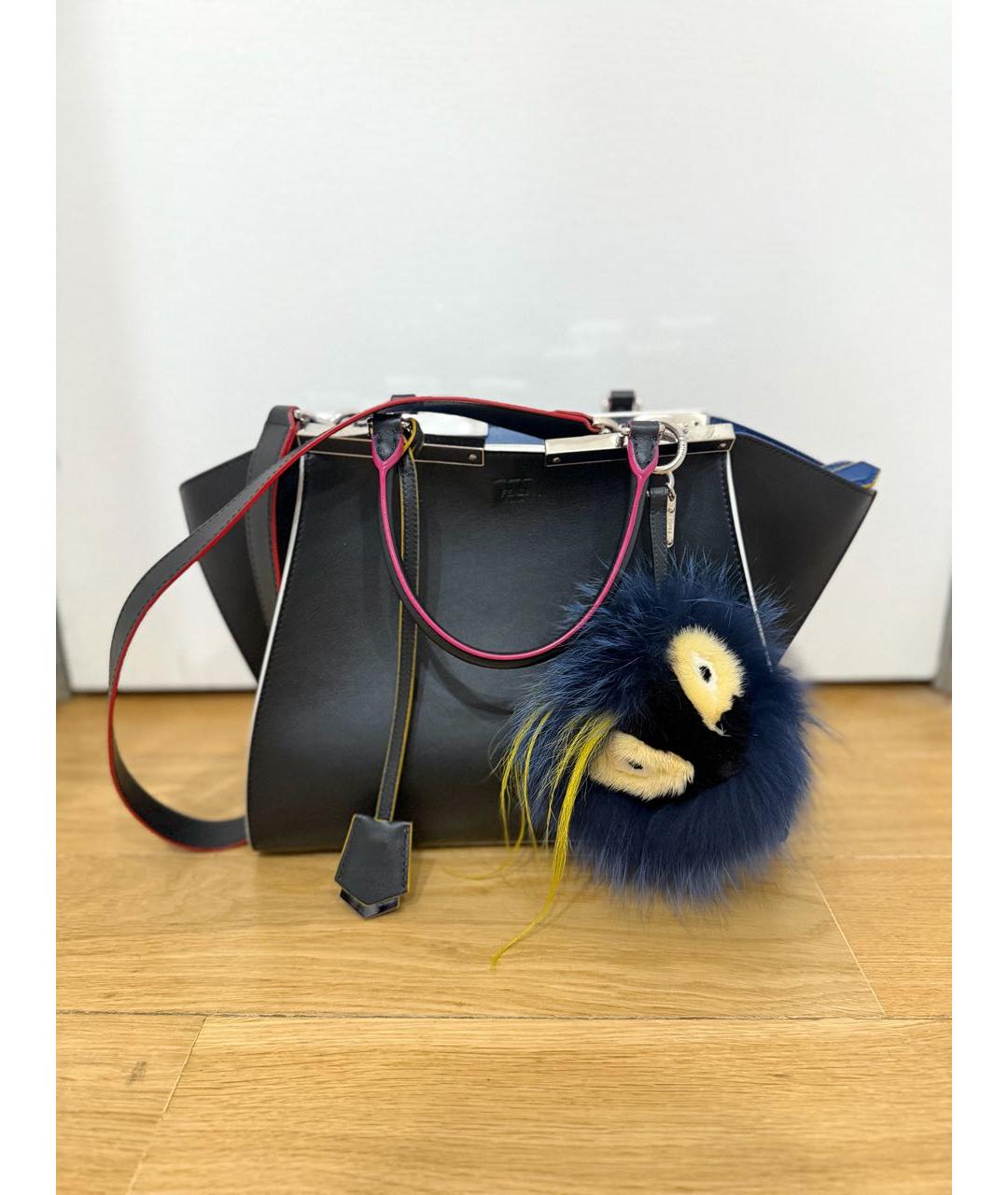 FENDI Темно-синяя кожаная сумка тоут, фото 7