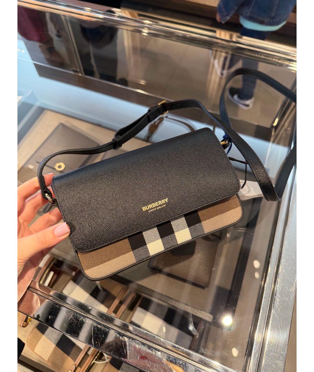 BURBERRY Черная кожаная сумка через плечо, фото 5