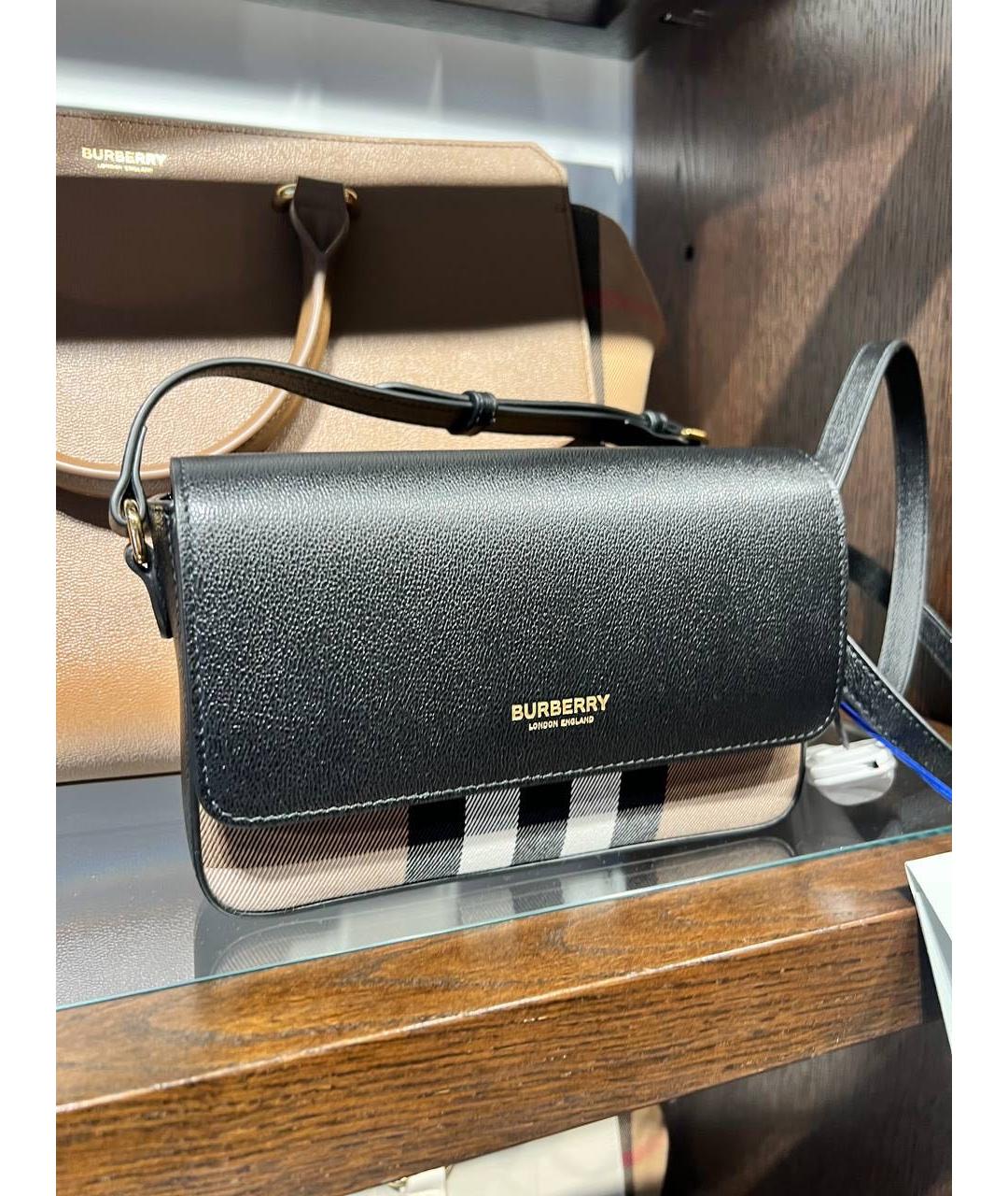 BURBERRY Черная кожаная сумка через плечо, фото 2