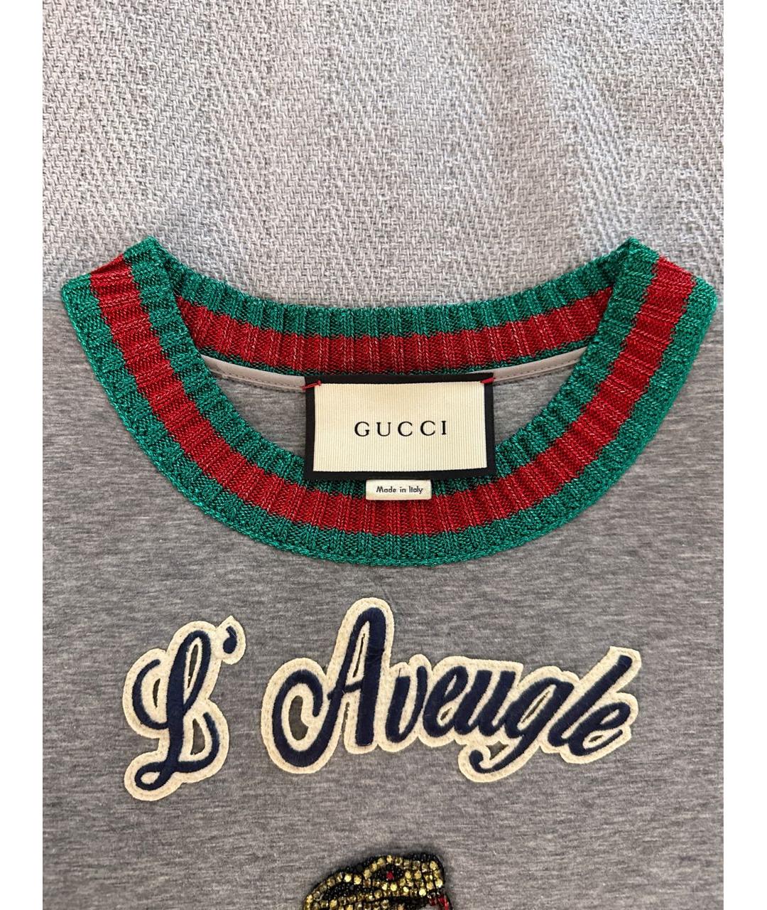 GUCCI Серый хлопко-эластановый джемпер / свитер, фото 3