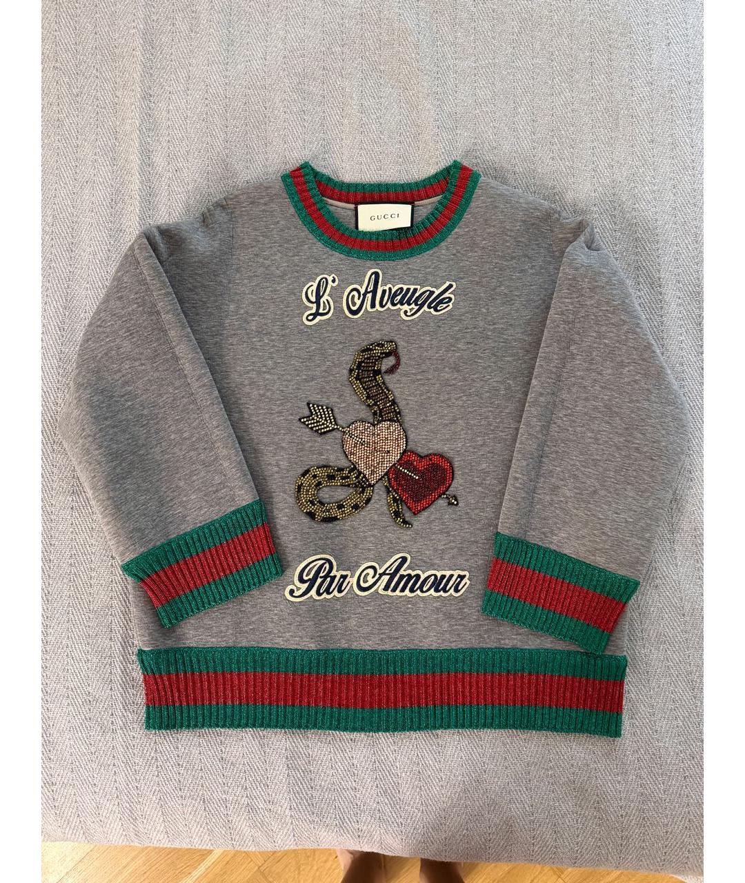 GUCCI Серый хлопко-эластановый джемпер / свитер, фото 7