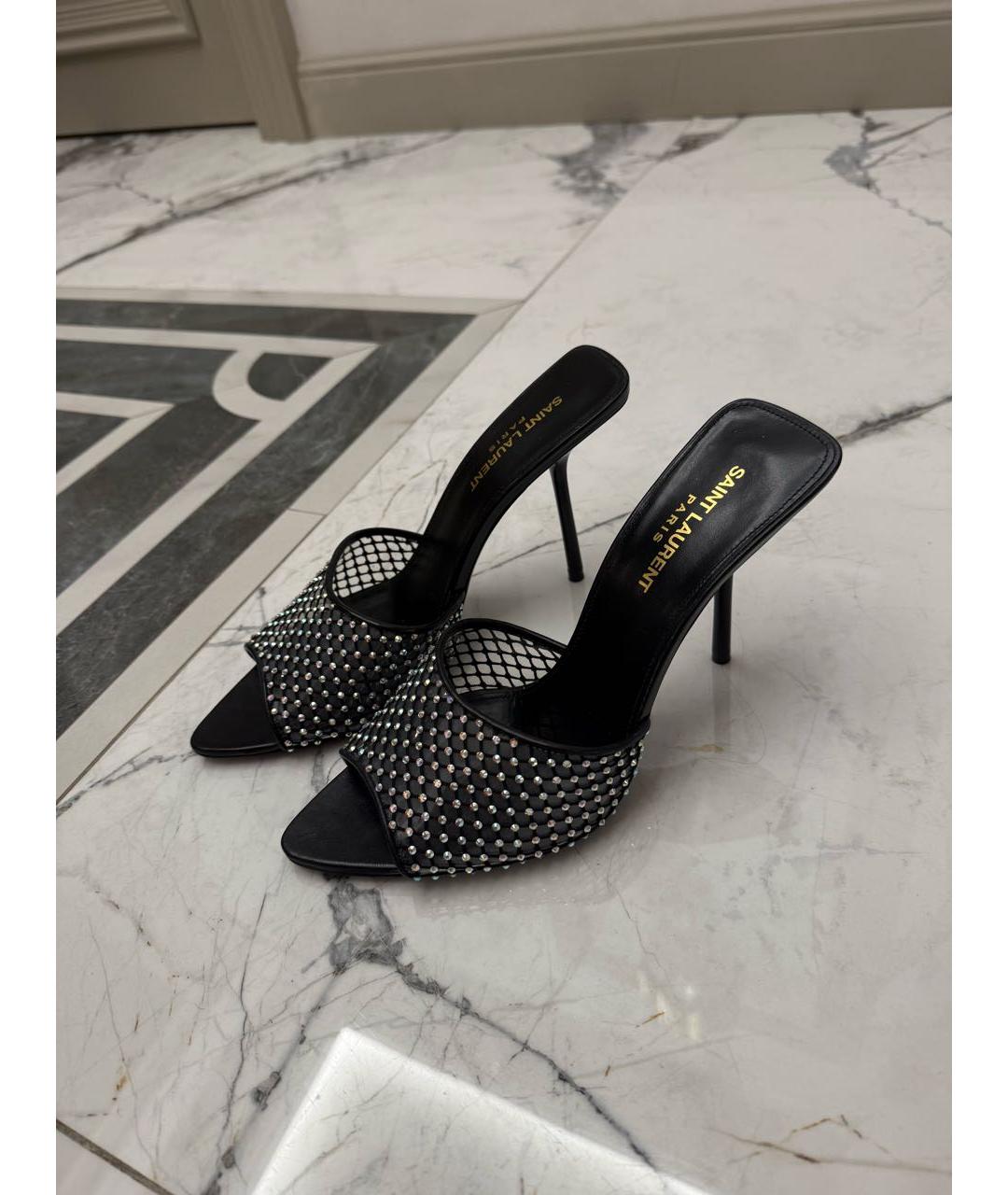 SAINT LAURENT Черные кожаные босоножки, фото 9